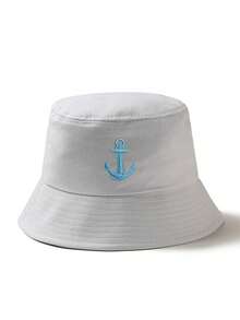 1pc Versatile New Embroidered Bucket Hat, Korean Style Sun Protection Hat, Casual Pure Cotton Foldable Bucket Hat - A - View 10