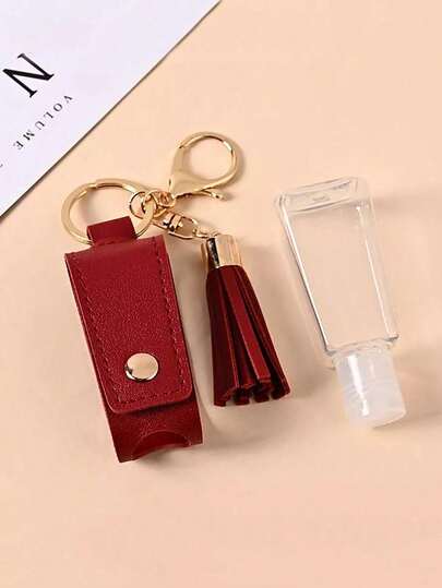 1pc Mini Perfume Bottle Holster Keychain Hand Sanitizer Partial Bottle, Repeatable Filling Bottle Holster Keychain With Tassel Decoration Portable Alcohol Atomizer Keychain Portable Water, PU Holster Keychain Bag Hanging Water Perfume Spray Empty Bottle Keychain Outdoor Camping Hiking Accessories Portable Box Hanging Anti-Epidemic Hand Sanitizer Holster Portable Perfume Partial Bottle Keychain Multifunctional Spray Bottle Bag Hanging Partial Spray Bottle.