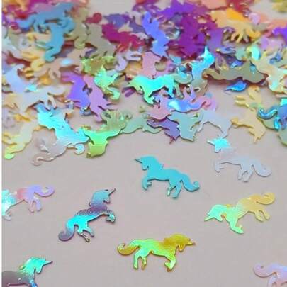 300/600pcs Unicorn Confetti - Made Of PVC With Unicorn Elements, Multicolor, Suitable For Birthday Celebration, Holiday Decoration, Summer Party Decor, Creative Party Table Decor