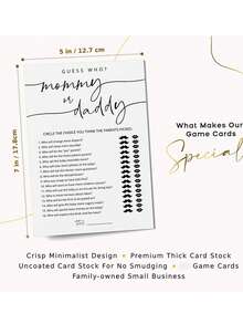 10/20张简约趣味婴儿派对游戏卡片，猜猜谁是妈妈谁是爸爸游戏卡片，适合婴儿派对 - 彩色 - 查看 6