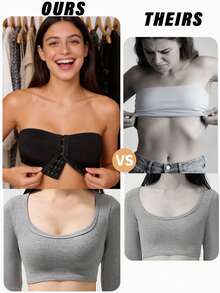 Strapless Bra, Women's Seamless Invisible Bra, One-Piece Lift-Up Bra, Front-Closure Bra, Padded Backless Breathable Wireless Bridal Bra, Lingerie - Black - View 6