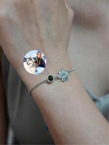 Customized Photo Paw Print Projection Pendant Necklace, Stainless Steel Jewelry, Minimalist Pet Lover Gift, Women's Daily Wear, Birthday, Bridesmaid, Wedding, Christmas Gift - Multicolor - View 7