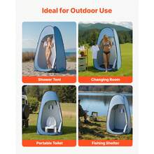 Pop Up Shower Tent, Instant Portable Privacy Tent Changing Room With Hanging Bag, Ground Stakes, Ropes, Carry Bag, 190T Polyester With Silver Coating, Quick Setup, For Camping, Beach, Fishing - Pop-up Shower Bag L48*W48*H84inch - View 6