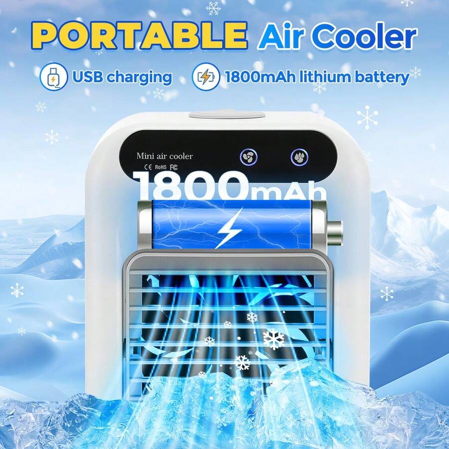 Hailicare 水冷风扇,适用于房间、办公室、汽车等场所,1800mAh - 檯面風扇 - 查看 1