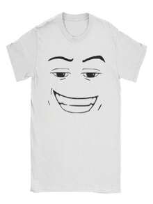 Women Robot Robloxs Man Face Gaming Meme T Shirts Women Clothing Vintage Short Sleeve Round Neck Tees Unique T-Shirts - White - View 1