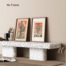 复古仙人掌花卉艺术版画两幅一套，复古西南风家居装饰，粉绿日落风景海报，西部自然装饰仙人掌插画波西米亚风艺术品，无框 - 花 - 查看 3