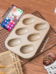1 khuôn nướng bánh Madeleine, kích thước 15.7''x9'', khuôn 6/12 ô, làm được 12 bánh Madeleine, khuôn bánh trà chống dính dùng cho bánh Madeleine, khuôn bánh nhỏ, khuôn bánh Madeleine bằng thép carbon chống biến dạng. - Vàng - Xem 10