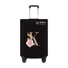 1pc Non-Stretch Non-Woven Fabric Luggage Protective Cover Suitable For 20-30 Inch Trolley Case, Anti-Scratch Luggage Protector Cover With Rose Gold Letter Pattern, Travel Accessory Essential For Back To School - Black - View 40