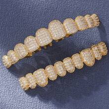 THATBOY 2pcs Unisex Hip Hop Style Iced Out Tooth Grillz Punk Dental Jewelry - Multicolor - View 21