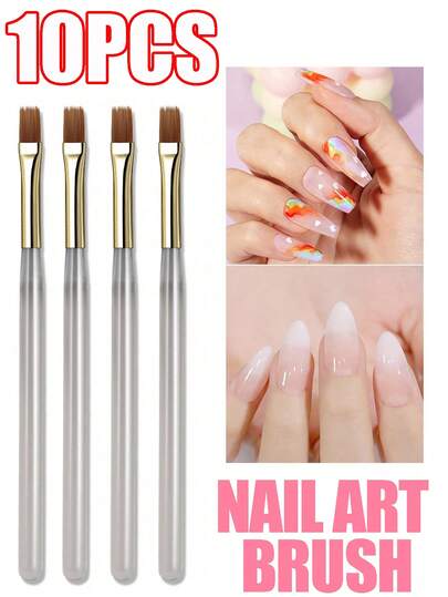 10pcs/3pcs/1pc Nail Art Brush Wider&Soft Bristles Gradient Brush With Comfortable Acrylic Handle Easy To Operate Smooth Durable Material Manicure Gel Nail Painting Brush DIY Tool Perfect For Beginners&Professionals