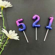 1个紫色和蓝色渐变数字0-9创意浪漫派对梦幻渐变蜡烛 - 查看 6