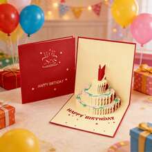 1pc Pop-Up Birthday Card, Laser Cut Happy Birthday Greeting Card With Envelope, Suitable For Mom, Wife, Sister, Boy, Girl, Friend - Multicolor - View 1