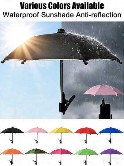 1pc Phone Clamp Umbrella, Outdoor Waterproof Sunshade Umbrella With Clip Bracket, Anti-UV Mini Umbrella For Light Rain, Universal Phone Sun Visor, Outdoor Anti-Glare Phone Sun Shade Travel Essentials Workout School Supplies Holiday Camping Holiday Essentials,Spring Summer Picks,Brides Maid Gifts,Room,Bedroom Decor,Beach,Travel,For Men,For Women,Vacation,Cute Stuff