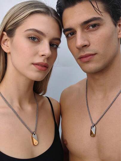 不锈钢心形旋转狗牌项链 - 个性化DIY刻字时尚吊坠首饰