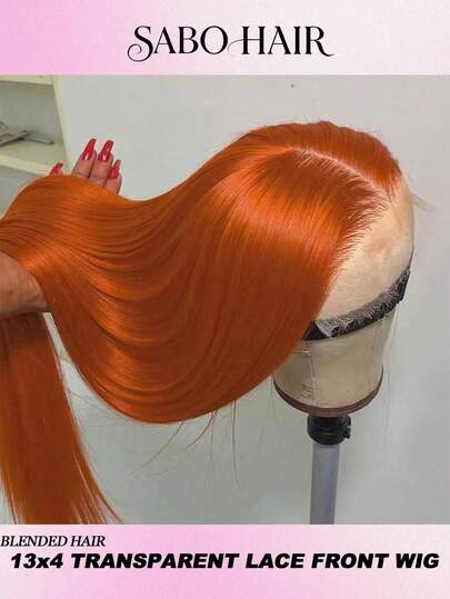 Peluca frontal de encaje de 13x4 350 Ginder HD de 28 pulgadas, cabello humano mezclado de color, cabello liso natural, peluca frontal de encaje previamente depilada con cabello de bebé, densidad del 200%, fibra resistente al calor, peluca mezclada para mujeres