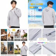 [Rovidorx] ラッシュガード メンズ 長袖 水着 大きいサイズ uvカット パーカー 冷感 オーバーウェア フード付き 日焼け対策 夏服 水陸両用 速乾 - 写真の通り - チェックする 1