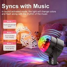 Bola de cristal RGB con luz LED de discoteca - 7 modos con control remoto, lámpara de escenario adecuada para fiestas en casa, KTV, bodas, decoración de habitaciones, etc. - Negro - Ver 8