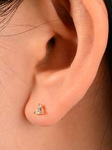 1 Pair S925 Sterling Silver All-Match Minimalist Stud Earrings, Casual Versatile Luxury Earrings - Gold - View 5