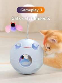 5-In-1 Cat Rocking Toy, Shaking & Sounding, Self-Entertainment Spring Teaser Ball, Food Dispenser, Interactive Training, Built-In Simulated Insect - Multicolor - View 5