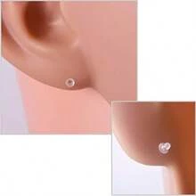 Clear Earrings Studs Retainers Plastic Pins And Back Rubbers Stoppers Acrylic Ear Lobe Tragus Piercing 20G - Clear - View 4