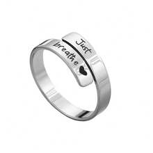 1枚不锈钢极简字母开口戒指，防锈防水，适合日常佩戴 - 銀色 - 查看 4