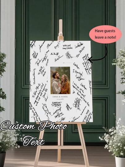 1 bảng/poster ký tên cưới tùy chỉnh ảnh, kiểu dáng tối giản hiện đại, thay thế chữ ký khách mời đám cưới, trang trí đám cưới, tác phẩm nghệ thuật cá nhân hóa, poster tùy chỉnh, tạo không khí ấm áp cho đám cưới.