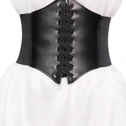 1pc Women's Renaissance Accessories Dark Punk Style Drawstring Adjustable Corset Belt, Suitable For Halloween Night Or Daily Outfit