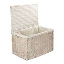 Red Hamper Large White Wash Wicker Storage Basket With Cotton Lining - White - View 5