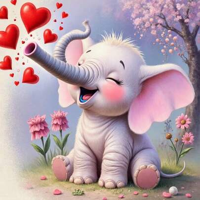 1套[30*30厘米/11.8*11.8英寸][40*40厘米/15.7*15.7英寸]5D亚克力钻石画套装，卡通大象图案，适合成人初学者DIY马赛克钻石画，全钻手工DIY钻石画，适用于客厅、卧室、办公室墙面装饰挂画，惊喜艺术家居装饰礼物，送给家人和朋友