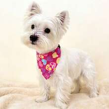 Pañuelo con patrón de corazón lindo para mascotas con collar ajustable, babero impermeable para perros y gatos pequeños, suave y duradero sin argolla en D. - Rosa Fucsia - Ver 3