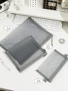 3 Pcs Nylon Mesh File Organizer Bag Set A4 A5 A6 Document Pouch For School Office Travel Cosmetic Stationery Storage - Mesh Bags - View 7