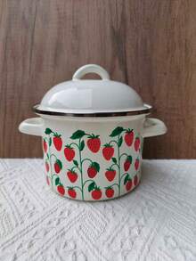 1pc Enamel Pot With Dual Handles, Thick Enamel Small Soup Pot, Multifunctional Rice Cooker, Instant Noodle Pot, Household Lard Jar, Suitable For Induction Cooktop, Small Soup Pot, Bowl Lid, Cream Jar - View 15