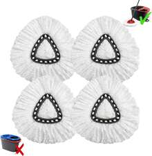 4 Pack Microfiber Mop Head Refill Set Compatible With EasyWring Mop Systems Swivel Replacement Heads Deep Cleaning Machine Washable Floor Supplies - 4 件 - 查看 8