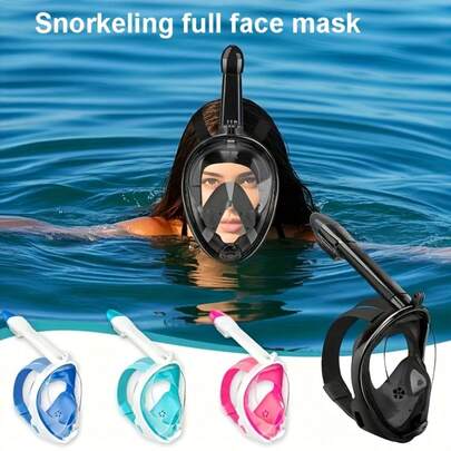 قناع غطاء الوجه الكامل للغطس مضاد للضباب ومضاد للتسرب مع حامل كاميرا للكبار قطعة واحدة