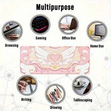 1个可爱心形鼠标垫，带翅膀和星星图案，魅力十足，趣味盎然，适用于办公用品、游戏鼠标垫、宽敞的桌面垫、电脑垫、超大动漫鼠标垫和超大鼠标垫。办公桌装饰 - 卡通 - 查看 4