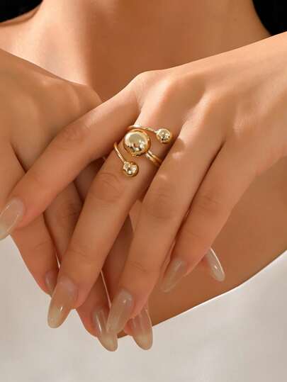 1 Paar modische, retro-geometrische runde verstellbare Ringe, vielseitiger Schmuck für den täglichen und Feiertagsgebrauch für Frauen