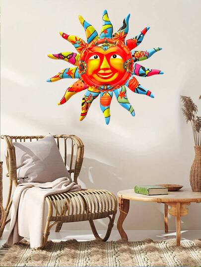 2D Flat 1-Piece Sunflower Metal Wall Decoration, Outdoor Garden Decoration, Festive Metal Wall Hanging, No Electricity Required, Colorful Smiling Face Design, Suitable For Scene Decoration, Home Decoration, Wedding Decoration, Holiday Decoration, Party Decoration, Celebration Decoration, Outdoor Decoration, Patio Decoration, Garden Decoration.