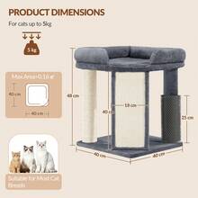 Hzuaneri Cat Tree For Indoor Cats, 48 Cm Cats Tower With Cat Scratching Post, Large Pentagonal Top Platform, One-Piece Scratching Board, Grooming Post - Dark Grey - View 7