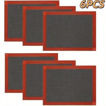 6pcs Large Non-Stick Silicone Baking Sheets, Heavy-Duty Cookie & Pastry Mat, 15.74"X11.81" Baking Tray For Cookies, Cakes, Macarons, Easy Clean, Holiday Baking, Compatible With Cookie Sheets, Pastry Boards