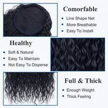 16 Inch Drawstring Ponytail Extension Curly Long Hair Ponytail, Natural Black Pony Tails Hair Extensions With Secure Fit For Easy Daily Wear - Natural Black - View 5