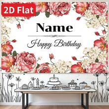 SuzanneHome 2Dflat Banner 1pc Custom Name Red Flower Wall Wedding Princess Baby Shower Birthday Party Valentine's Day Photocall Backdrops Photo Studio Backgrounds - Multicolor - View 4