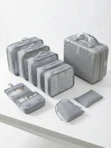 6/8/10 Stück Reise-Organizer Taschen, Polyester Packtaschen, Kleidung, Unterwäsche, Schuhe Sortier-Aufbewahrung, geeignet für alle Arten von Artikeln, unverzichtbar für Reisen - Grau - Übersicht 4