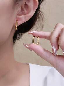 OBOVAY 4 Pairs Women's & Men's Classic Smooth Copper Hoop Earrings, Small Hoop Earrings Set, Infinity Symbol Earrings - Yellow Gold - View 3