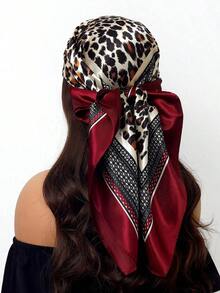 1pc 90cm Women Luxury Scarf, Fashionable Printed Square Scarf, Versatile Casual Polyester Scarf For All Seasons For Dress - Lake Blue - View 7