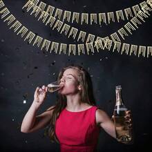 40Ft Champagne Gold Tassel Banner Bunting Double Sided Metallic Paper Garland Streamer For Birthday Engagement Bachelorette Wedding Bridal Shower Baby Shower Anniversary Hen Party Decorations Supplies - 香檳金 - 查看 5