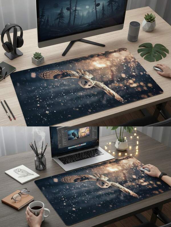 Large Size Starry Eagle Art Pattern Non-Slip Waterproof Smooth Comfortable Mouse Pad, Suitable As Keyboard Mat, Desk Mat Or Book Stand For Gamers, Office And Dorm, Compatible With Mouse And Trackball, Great Gift For Gamers