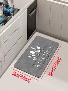 【热销！！！】1 件装软橡胶厨房地垫，3.5 毫米厚，简约厨房风格，灰色大理石纹底，饰以卡通白色餐具和英文字母图案，吸水性强，可裁剪以适应不同厨房尺寸，表面为织物材质，中间层为海绵层，底部为橡胶层，适用于厨房地毯、厨房装饰、婚礼装饰、家居装饰、浴室地垫、玄关地垫、洗衣房地垫、走廊地毯、客厅地垫等。 - 彩色 - 查看 19