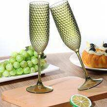 12/6/2/1pcs Set Transparent Plastic Champagne Glasses With Gypsophila, Unbreakable Champagne Flutes, 5.5oz Reusable Diamond Textured Wine Glasses, Suitable For Weddings, Christmas, Parties And Other Large Gatherings - View 7