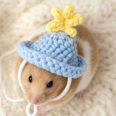 1 chiếc mũ đội đầu hình ngôi sao dễ thương cho chuột hamster, mũ len đan mini, đồ chơi tự làm, thích hợp cho vẹt, rắn, thằn lằn.