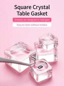 美睫胶垫玻璃方形调色盘，粘性粘合板，适用于睫毛嫁接、美甲、化妆工具 - 無色 - 查看 1